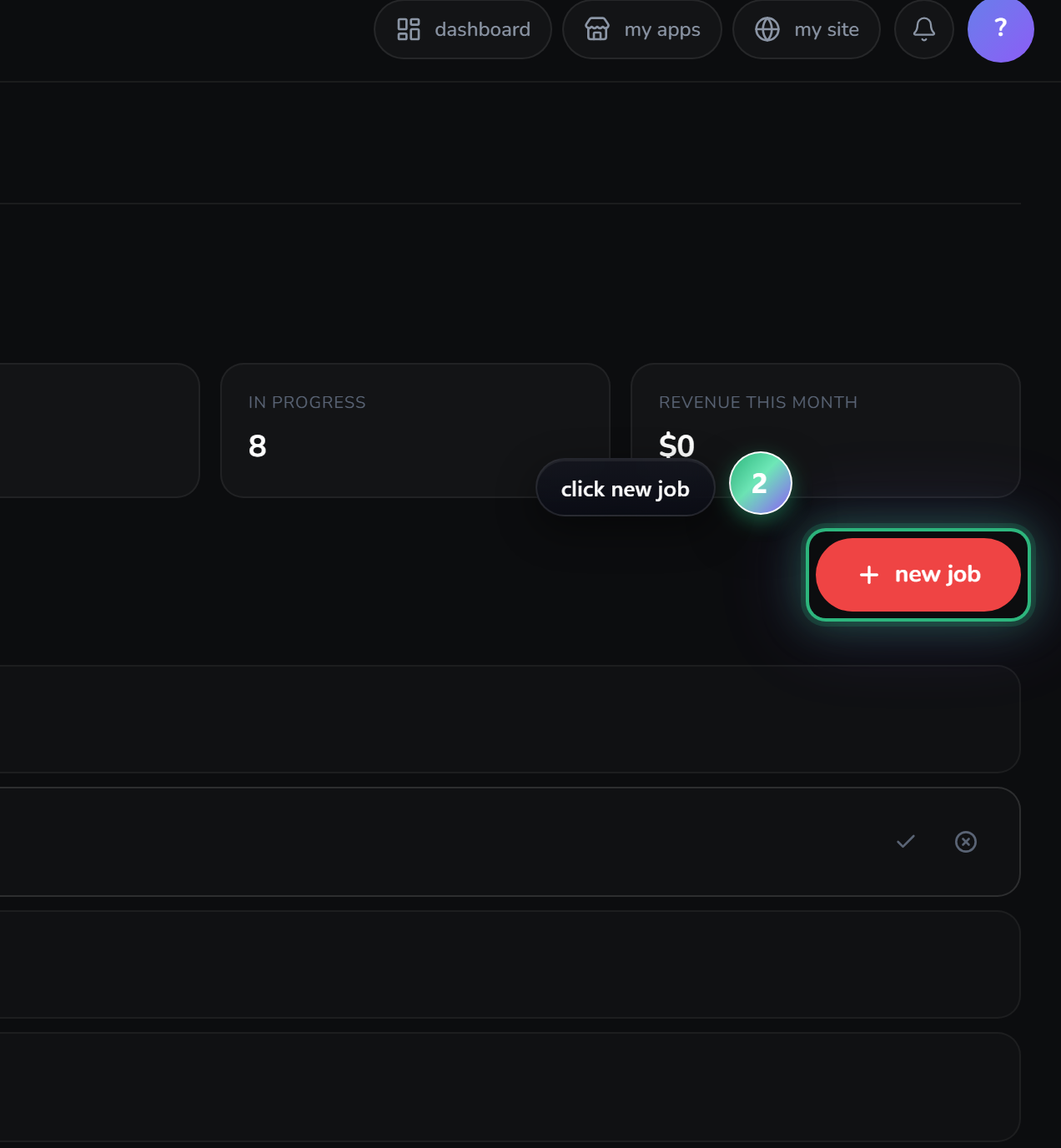click "new job" — step 2